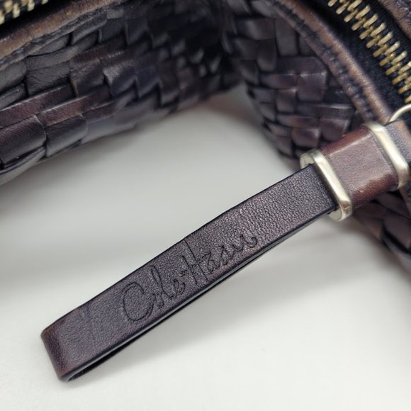 SOLD: Cole Haan Genevieve Leather Weave Satchel Tote Hobo Purse Blue Bag Luxury - Picture 9 of 16